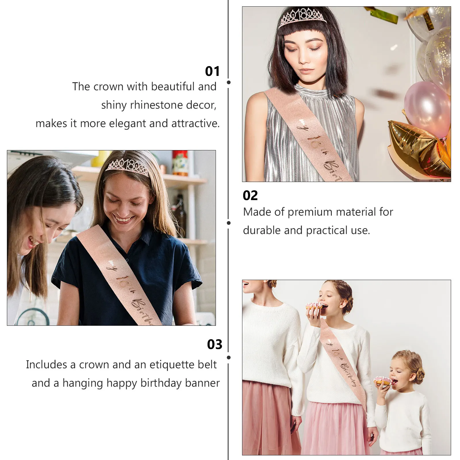 Headband Shoulder Strap Set Women Tiara Birthday Sash for Girls Crowns 18th Decorations Decorate
Headband Shoulder Strap Set Women Tiara Birthday Sash for Girls Crowns 18th Decorations Decorate