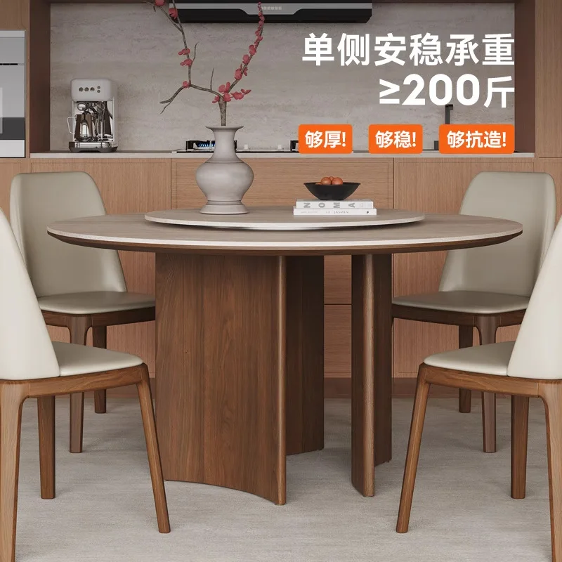 Travertine rock slab small round table household small apartment restaurant solid wood round dining table retro style black waln
Travertine rock slab small round table household small apartment restaurant solid wood round dining table retro style black waln