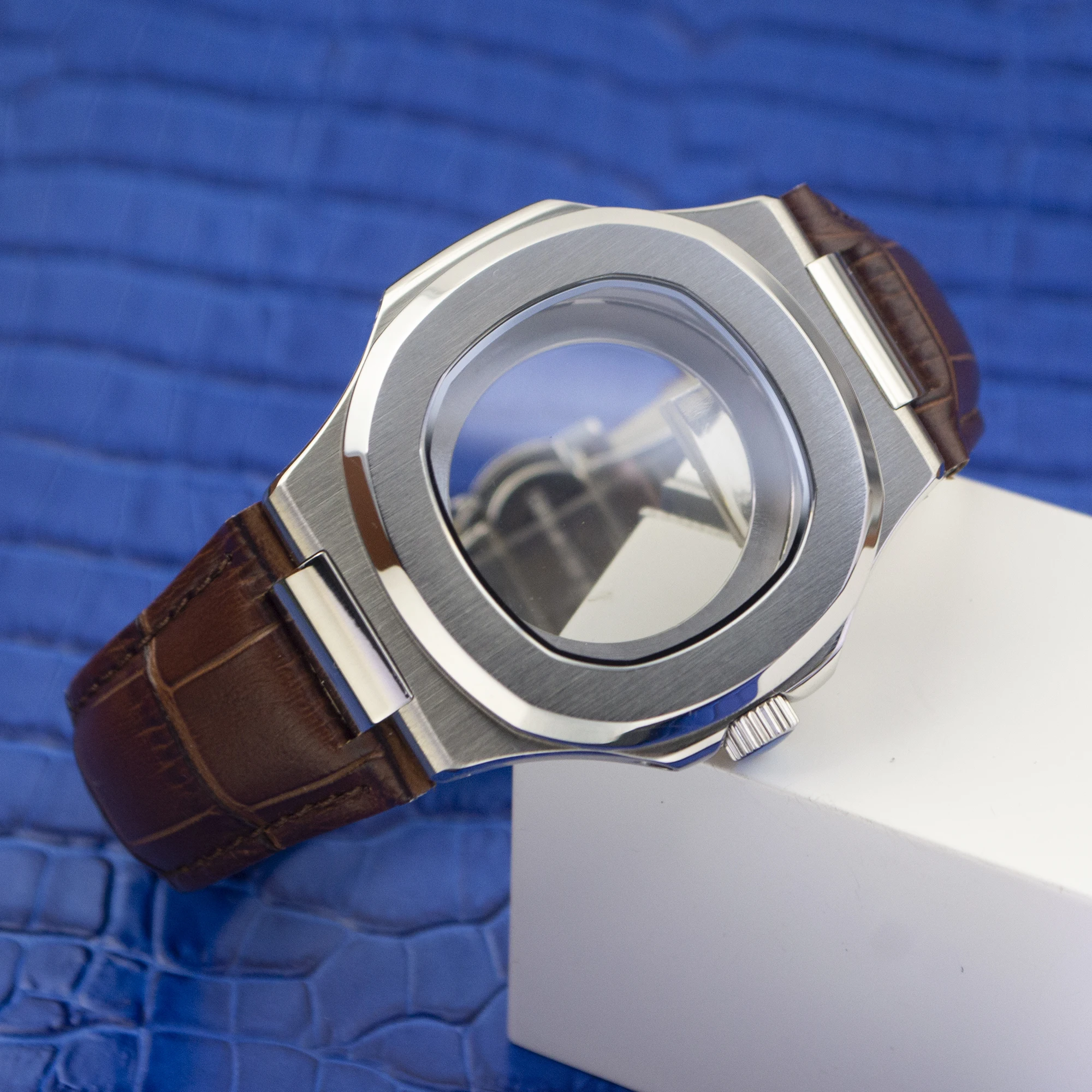 41mm Watch Case NH35 Case Stainless Steel Case Genuine Leather Strap for Nautilus Sapphire Glass Watchcase fit NH35 NH36 NH38
41mm Watch Case NH35 Case Stainless Steel Case Genuine Leather Strap for Nautilus Sapphire Glass Watchcase fit NH35 NH36 NH38