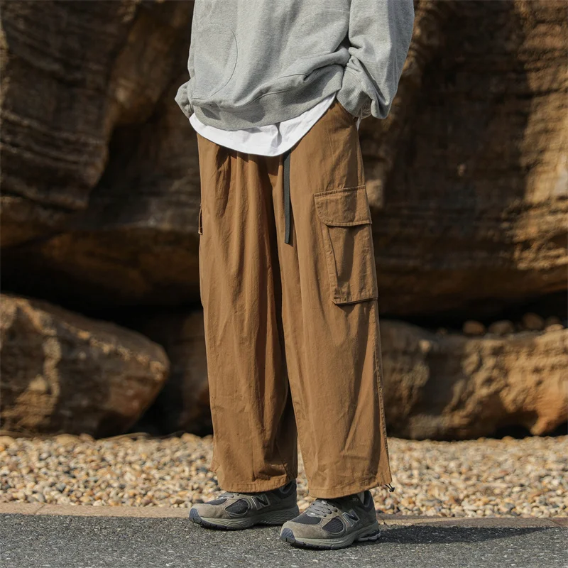 Men's Loose Straight Wide Leg Pants Autumn Vintage Brown Cargo Men Streetwear Casual Ankle-banded Trousers With Belt
Men's Loose Straight Wide Leg Pants Autumn Vintage Brown Cargo Men Streetwear Casual Ankle-banded Trousers With Belt