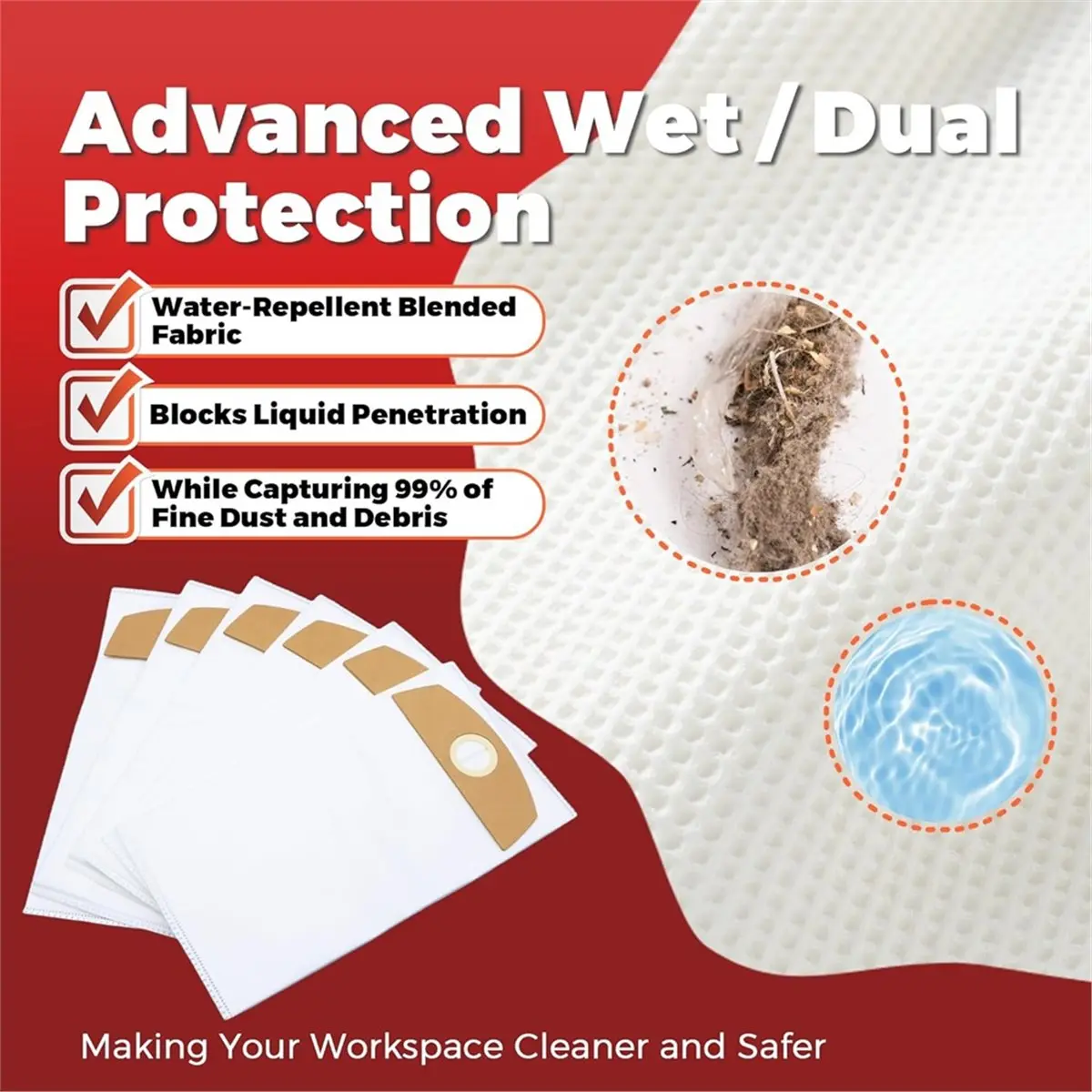 12PCS Wet/Dry Dust Bags for GAS 18V-6 Professional PRO-133 Vacuum Cleaner Accessories Replacement Bags
12PCS Wet/Dry Dust Bags for GAS 18V-6 Professional PRO-133 Vacuum Cleaner Accessories Replacement Bags
