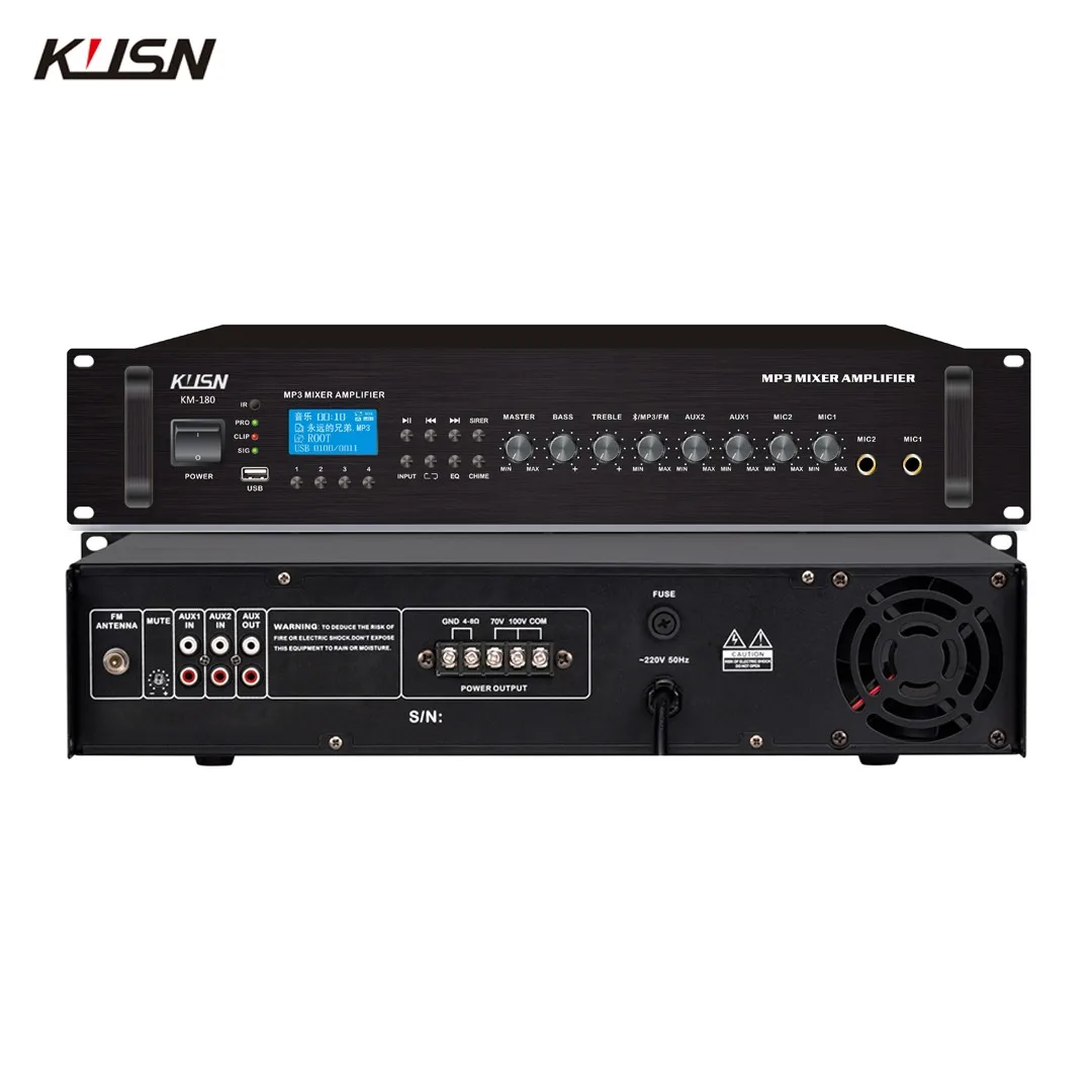 180 Watts 5 Channels Professional Audio Power Integrated Mixer Amplifier Sound PA System With MP3 FM For Church School
180 Watts 5 Channels Professional Audio Power Integrated Mixer Amplifier Sound PA System With MP3 FM For Church School
