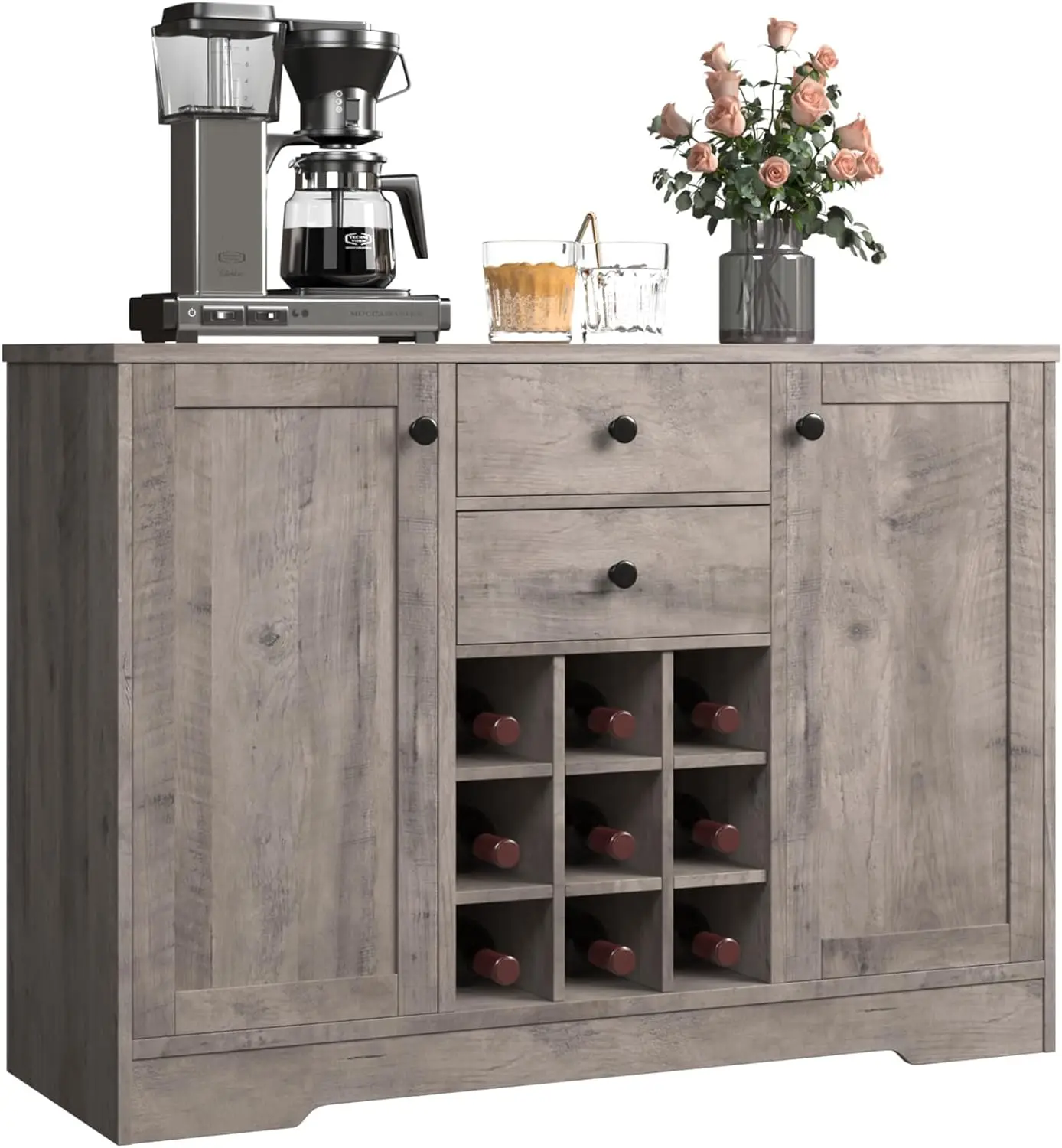 Cabinet with Storage, 43.3’ Buffet Sideboard Bar Cabinet with Drawers, Adjustable Shelves and Wine Rack for Kitchen
Cabinet with Storage, 43.3’ Buffet Sideboard Bar Cabinet with Drawers, Adjustable Shelves and Wine Rack for Kitchen