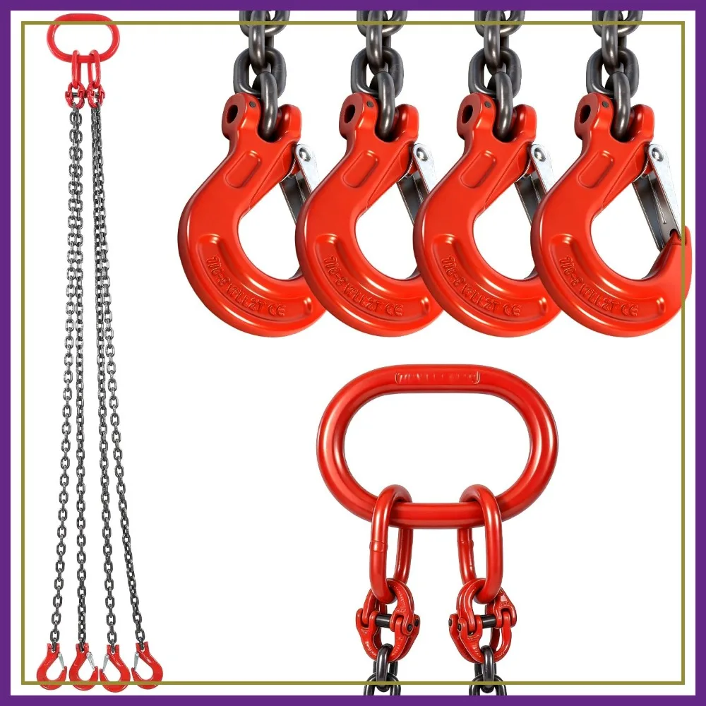 5/16" x 5' Lifting Chains with Hooks, 6 Ton Capacity, 4 Leg Heavy Duty Chain Slings for Engine Hoist
5/16" x 5' Lifting Chains with Hooks, 6 Ton Capacity, 4 Leg Heavy Duty Chain Slings for Engine Hoist