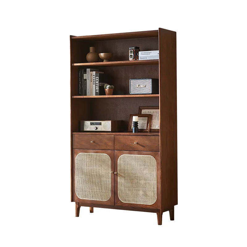 Nordic solid wood bookcase small household floor rattan display cabinet Japanese retro locker wall shelf
Nordic solid wood bookcase small household floor rattan display cabinet Japanese retro locker wall shelf
