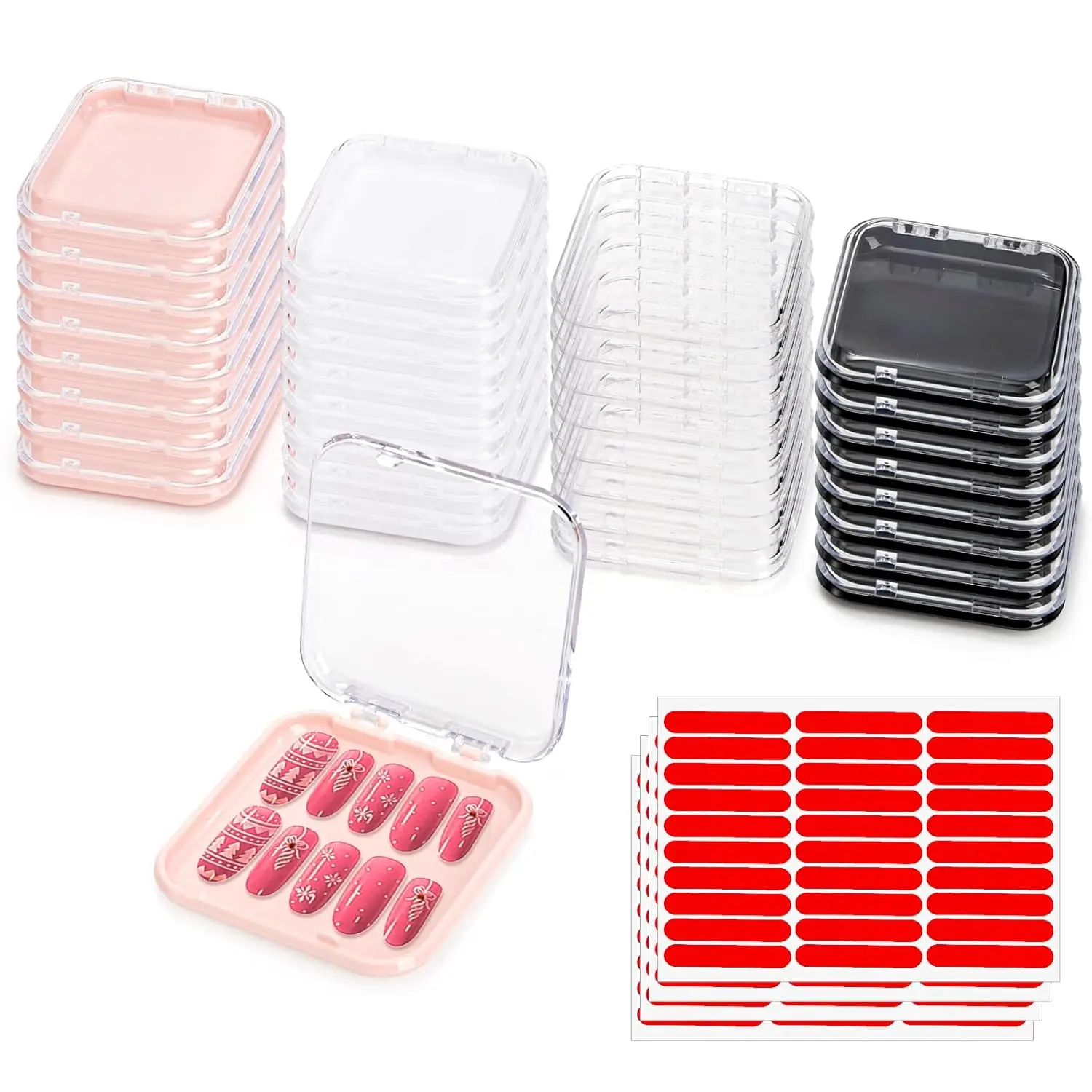 32 Pack Press on Nails Boxes with 120 Adhesive Tapes, 2.75x2.75x0.5 inch Display Cases for Nail Art Salon Storage
32 Pack Press on Nails Boxes with 120 Adhesive Tapes, 2.75x2.75x0.5 inch Display Cases for Nail Art Salon Storage