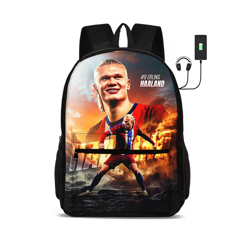 Backpack with USB interface Football StarBag for Student Rucksack Football Sport Bookbag Kids Gift Haaland Child School bags
Backpack with USB interface Football StarBag for Student Rucksack Football Sport Bookbag Kids Gift Haaland Child School bags