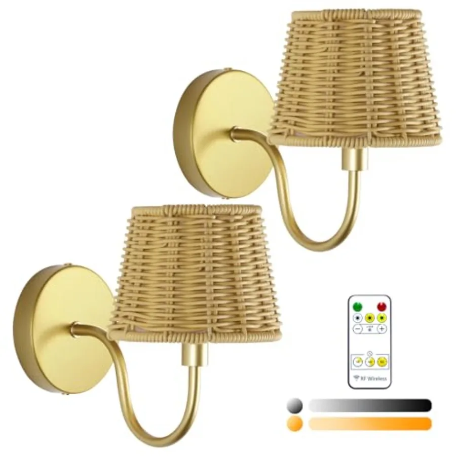 Battery Operated Wall Sconce Set of 2 Rechargeable Wireless Rattan Wall Sconces with Dimmable Detachable Magnetic Bulbs and Rem
Battery Operated Wall Sconce Set of 2 Rechargeable Wireless Rattan Wall Sconces with Dimmable Detachable Magnetic Bulbs and Rem