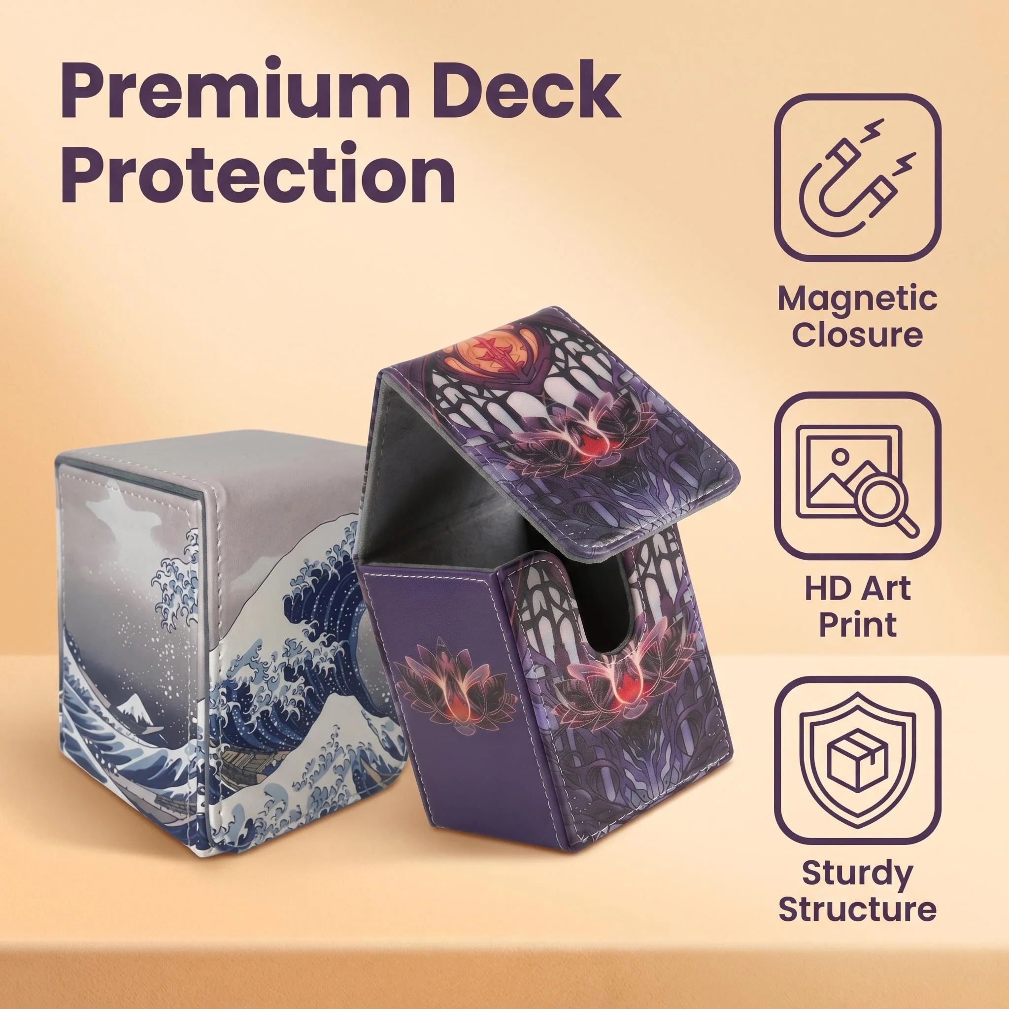 Pu Leather Magnetic Flip-Top Card Storage Box, Hard-Shell Shockproof Art-Printed Card Holder, Suitable for Tcg/Star/Collectible/Baseball Cards, Can Accommodate 100+ Standard Size Collectible Trading Cards
Pu Leather Magnetic Flip-Top Card Storage Box, Hard-Shell Shockproof Art-Printed Card Holder, Suitable for Tcg/Star/Collectible/Baseball Cards, Can Accommodate 100+ Standard Size Collectible Trading Cards