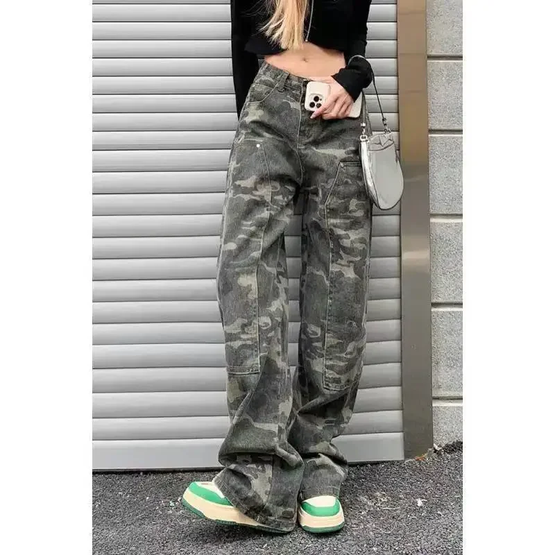Women Jeans Denim Cargo Pant Long Pants Camouflage Straight Trousers Loose Casual Splice Button Pocket High Waist Autumn New
Women Jeans Denim Cargo Pant Long Pants Camouflage Straight Trousers Loose Casual Splice Button Pocket High Waist Autumn New