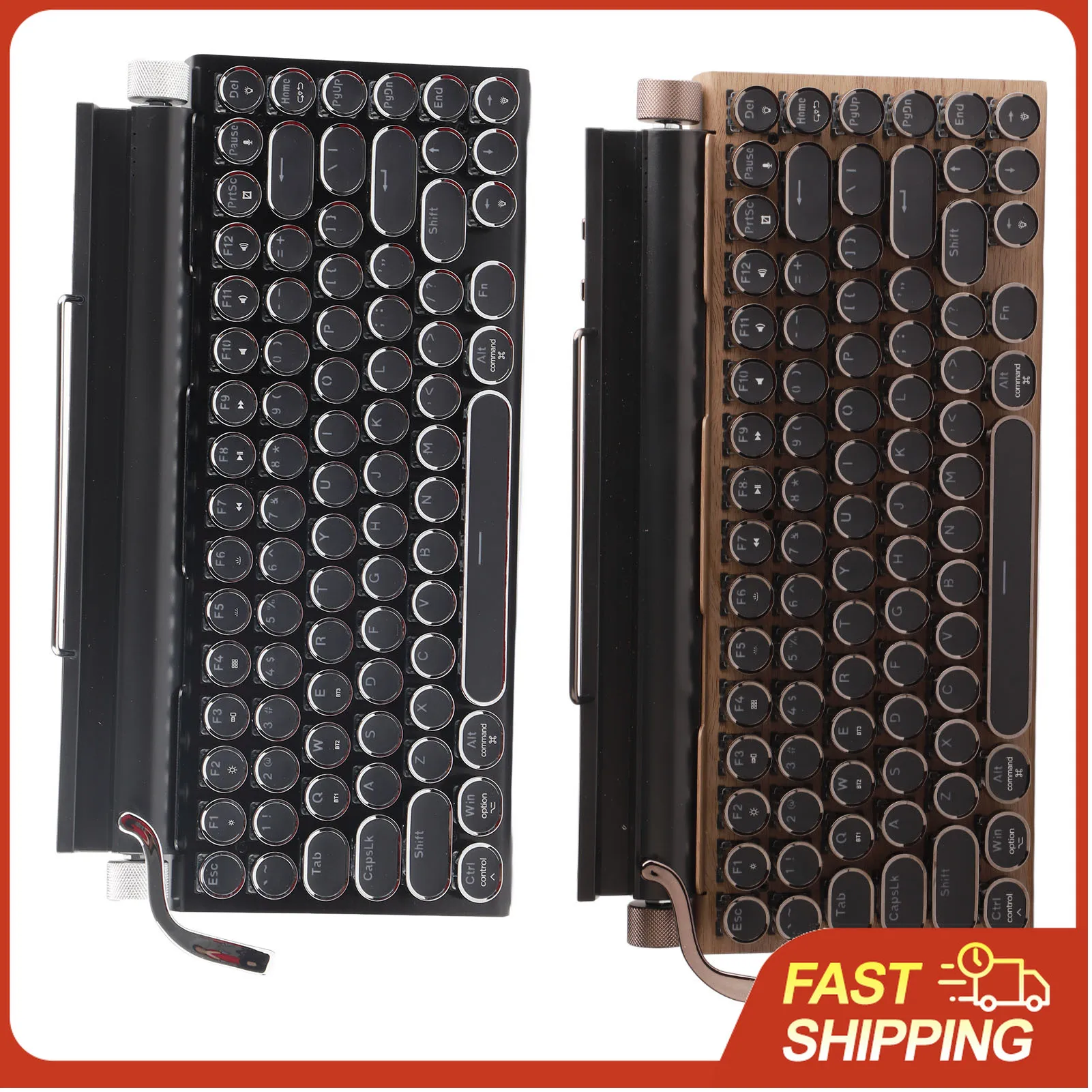 Blue Mechanical Keyboard Typewriter Keyboard 83 Keys Vintage Wireless Bluetooth Mechanical Keyboard with Metal Round
Blue Mechanical Keyboard Typewriter Keyboard 83 Keys Vintage Wireless Bluetooth Mechanical Keyboard with Metal Round