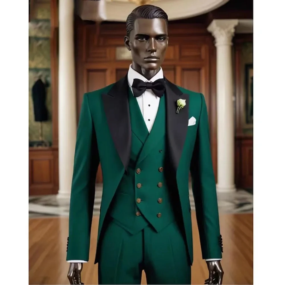 Green Men's Custom Suits 3 Pieces Formal One Button Black Peaked Lapel Outfits Jacket Pants Vest Blazer for Wedding Groom Dress
Green Men's Custom Suits 3 Pieces Formal One Button Black Peaked Lapel Outfits Jacket Pants Vest Blazer for Wedding Groom Dress