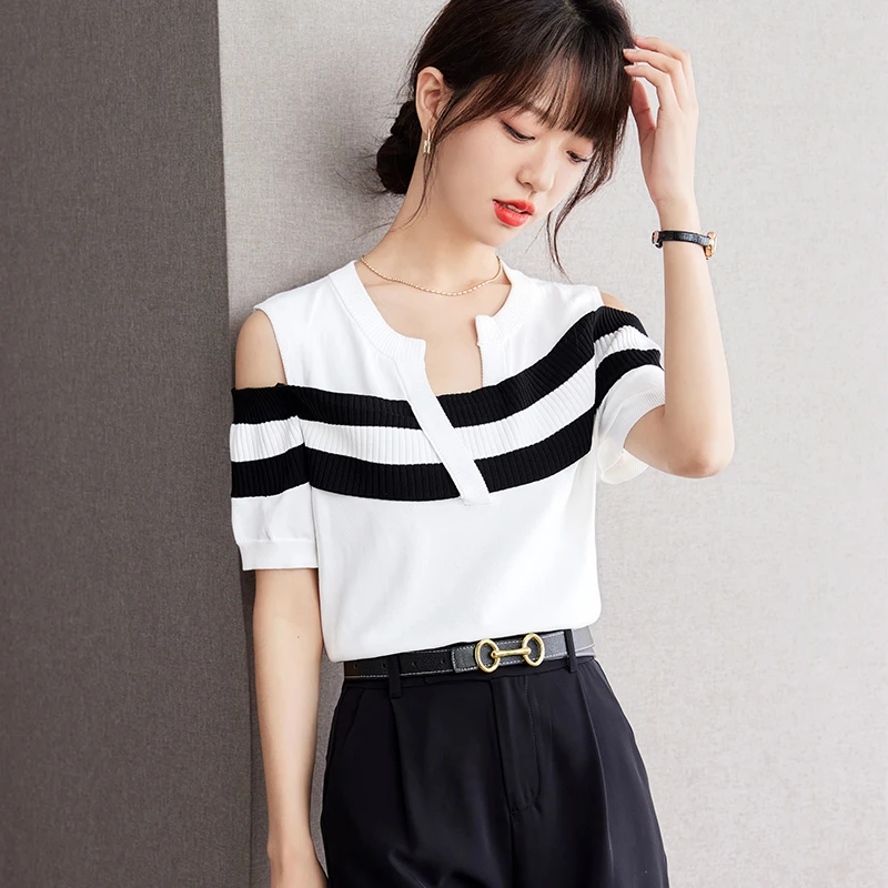 Striped Knitted Sweater Pullovers Women 2023 Summer O-neck Short Sleeve Thin Knitwear Tops Female Korean Fashion Womens Clothing
Striped Knitted Sweater Pullovers Women 2023 Summer O-neck Short Sleeve Thin Knitwear Tops Female Korean Fashion Womens Clothing