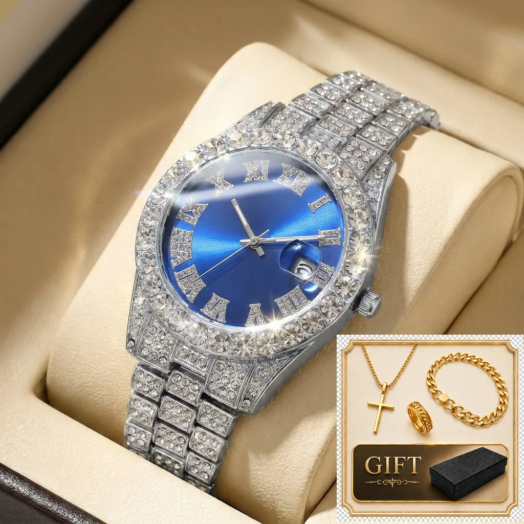 4pcs gift box set Men's blue dial alloy strap fashion jewelry details Quartz Watch Gift Box Set for party holiday
4pcs gift box set Men's blue dial alloy strap fashion jewelry details Quartz Watch Gift Box Set for party holiday