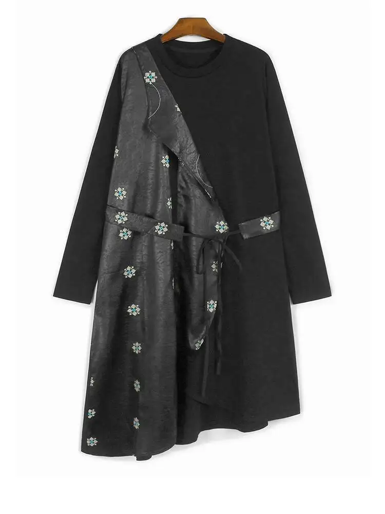 Women Black Embroidery Irregular Hem Big Size Dress New Round Neck Long Sleeve Fashion Tide Spring Autumn
Women Black Embroidery Irregular Hem Big Size Dress New Round Neck Long Sleeve Fashion Tide Spring Autumn