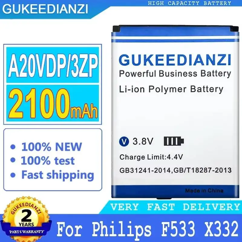 Mobile Phone Battery A20VDP 3ZP For Philips F533 X332 CTF533 CTX332 2100mAh Fast Charging
Mobile Phone Battery A20VDP 3ZP For Philips F533 X332 CTF533 CTX332 2100mAh Fast Charging