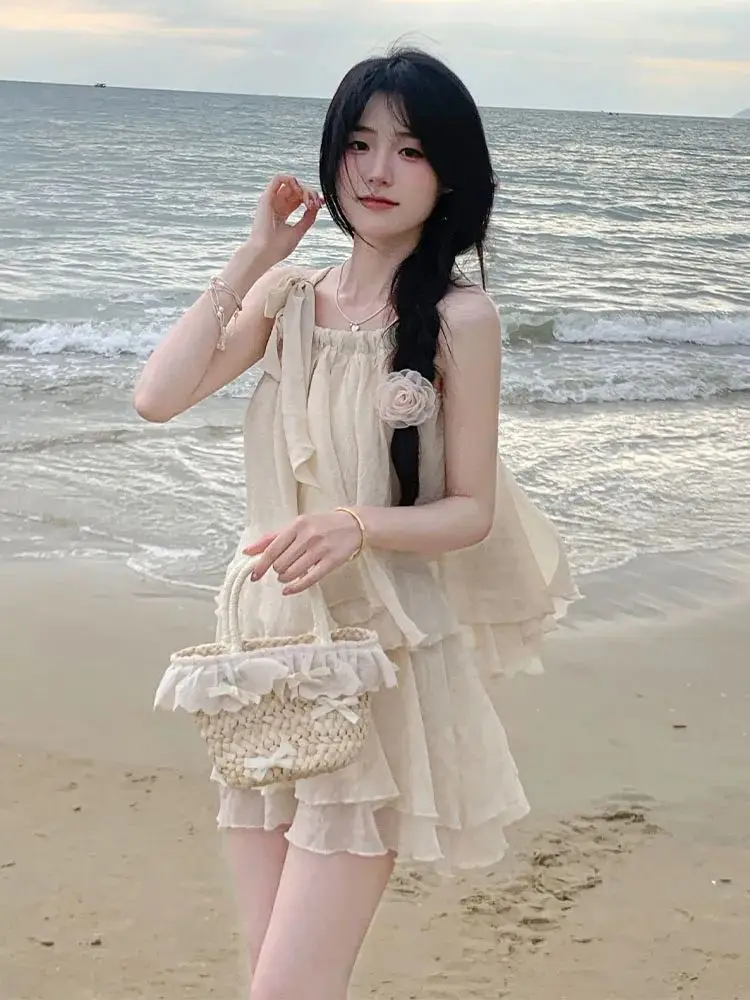2024 Summer New Women Two Piece Skirt Sets Sweet Girls Drawstring Halter Neck Short Vest Tops + High Waist A Line Shorts Skirt
2024 Summer New Women Two Piece Skirt Sets Sweet Girls Drawstring Halter Neck Short Vest Tops + High Waist A Line Shorts Skirt