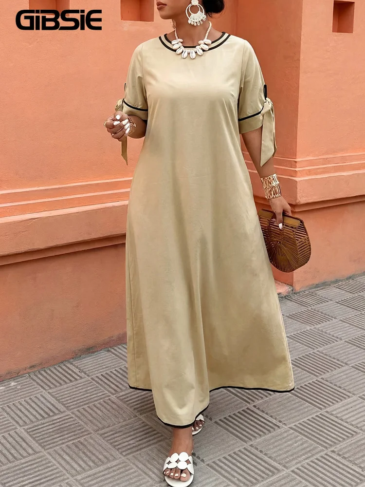 GIBSIE Plus Size O-Neck Short Sleeve Tie Loose Dress Women Summer 2026 Solid Casual Vacation Fashion Ladies Maxi Long Dresses
GIBSIE Plus Size O-Neck Short Sleeve Tie Loose Dress Women Summer 2026 Solid Casual Vacation Fashion Ladies Maxi Long Dresses