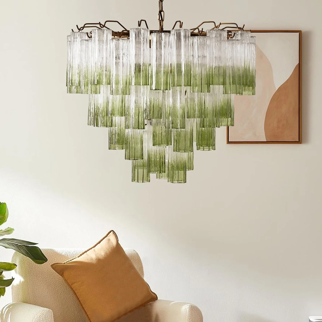 Texture Glass Chandeliers Transparent Gradient Green Italian Design Vintage Home Hanging Lamps for Ceiling Living Room Lustre
Texture Glass Chandeliers Transparent Gradient Green Italian Design Vintage Home Hanging Lamps for Ceiling Living Room Lustre