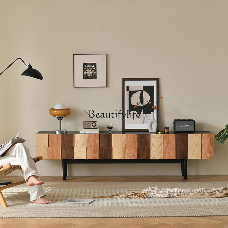 Modern retro minimalist TV combination cabinet wabi sabi wind North American black walnut solid wood carving color matching
Modern retro minimalist TV combination cabinet wabi sabi wind North American black walnut solid wood carving color matching