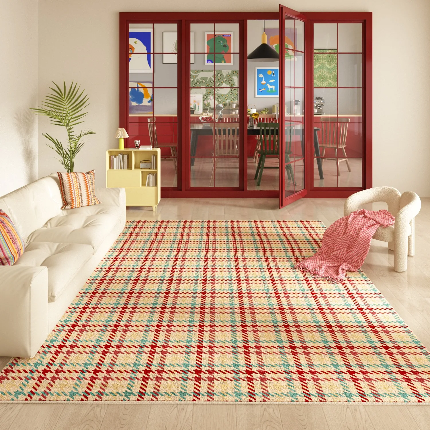 Dopamine Plaid Print Living Room Carpet Soft Non-slip Machine Washable Floor Mat Modern Light Luxury Sofa Coffee Table Rug Tapis
Dopamine Plaid Print Living Room Carpet Soft Non-slip Machine Washable Floor Mat Modern Light Luxury Sofa Coffee Table Rug Tapis