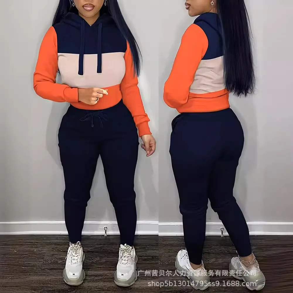 2-piece Set Women's Clothing Contrasting Hood Long-sleeved Sweater and Pants Womens Sets
2-piece Set Women's Clothing Contrasting Hood Long-sleeved Sweater and Pants Womens Sets