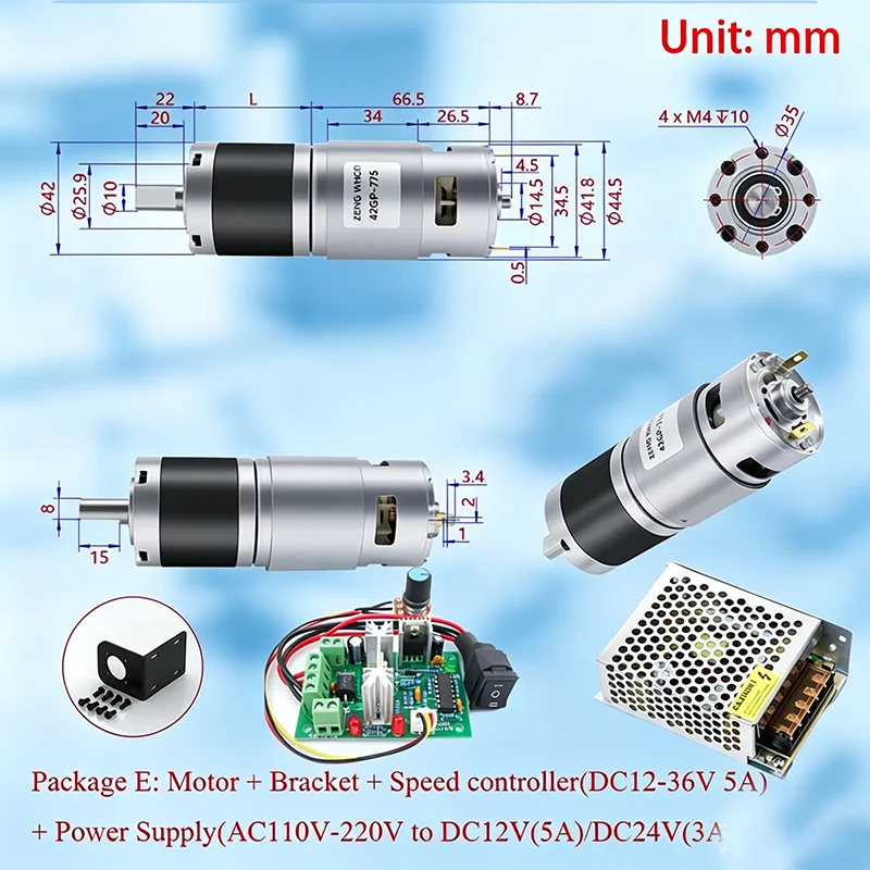 1PCS DC 12V/24V 775 Planetary Gear Motor 8RPM-1600RPM Slow Speed Adjustable High Torque
1PCS DC 12V/24V 775 Planetary Gear Motor 8RPM-1600RPM Slow Speed Adjustable High Torque