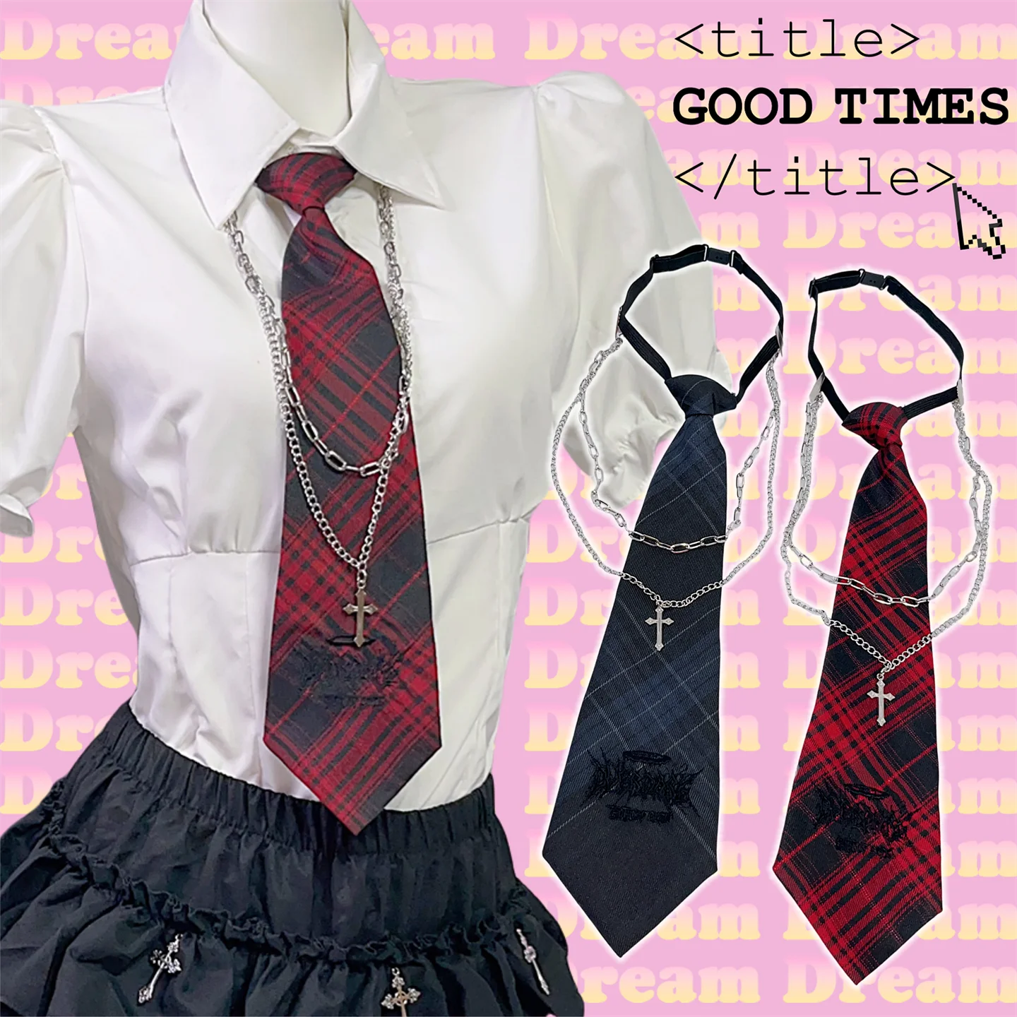 Japanese College Plaid Cross Chain Embroidery Necklace Harajuku Wear Accessories Knot Tie
Japanese College Plaid Cross Chain Embroidery Necklace Harajuku Wear Accessories Knot Tie