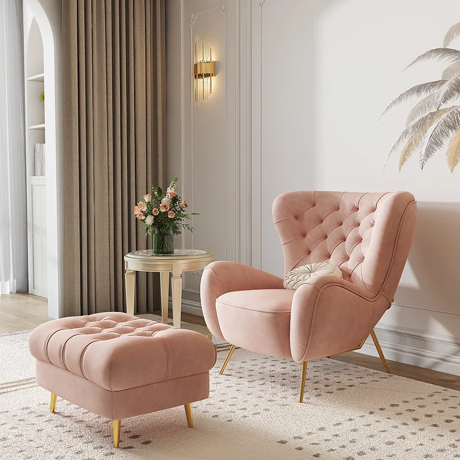 Bedroom Pink Fairy Chair Light Luxury Pull Buckle Leisure Chair American High Back Chair
Bedroom Pink Fairy Chair Light Luxury Pull Buckle Leisure Chair American High Back Chair
