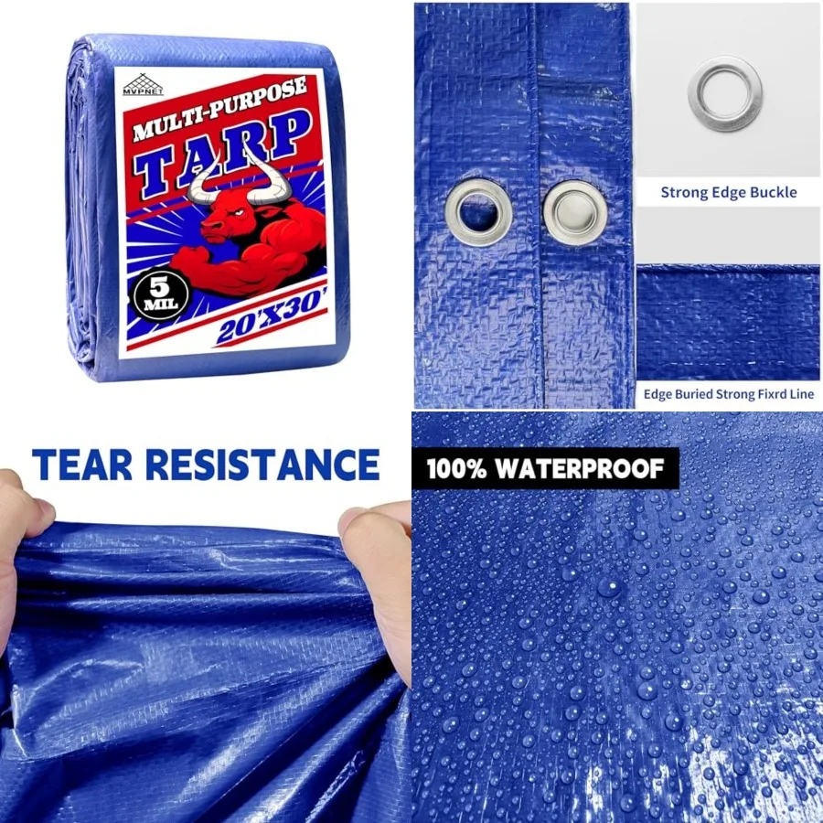 Tarp 20x30 Feet 100% Waterproof Uv Resistant High Durability Multipurpose Blue Tarp for Covering Courtyards, Cars, Camping, Gar
Tarp 20x30 Feet 100% Waterproof Uv Resistant High Durability Multipurpose Blue Tarp for Covering Courtyards, Cars, Camping, Gar