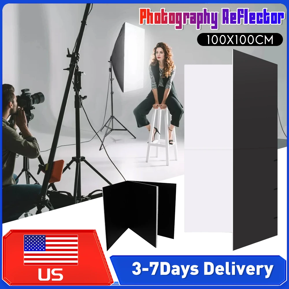 100x100cm 2-IN-1 Photography Reflector Foldable V-Flat Panel Double-Sided Light Scrim for Studio Portrait Product Photo Shooting
100x100cm 2-IN-1 Photography Reflector Foldable V-Flat Panel Double-Sided Light Scrim for Studio Portrait Product Photo Shooting