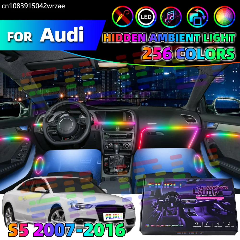 For AUDI S5 2007-2016 Years 18 in 1 Car Interior Ambient Lights Strips Breathing Lighting Kit App Control Auto Decorative Lamp
For AUDI S5 2007-2016 Years 18 in 1 Car Interior Ambient Lights Strips Breathing Lighting Kit App Control Auto Decorative Lamp