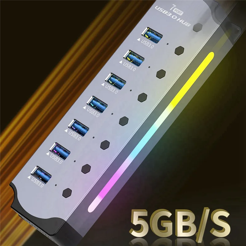 M20K USB 3.0 Hub, 7-Port RGB Hub With LED Strip,Dynamic Modes,Switches, Aluminum Case Hub For PC,Laptops EU Plug
M20K USB 3.0 Hub, 7-Port RGB Hub With LED Strip,Dynamic Modes,Switches, Aluminum Case Hub For PC,Laptops EU Plug