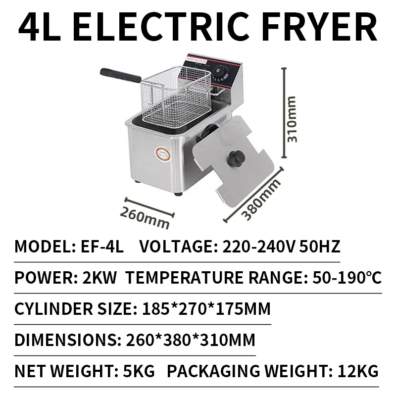 Single and double cylinder electric fryer Commercial tabletop stainless steel fryer EF-4L/EF-6L commercial electric fryer
Single and double cylinder electric fryer Commercial tabletop stainless steel fryer EF-4L/EF-6L commercial electric fryer