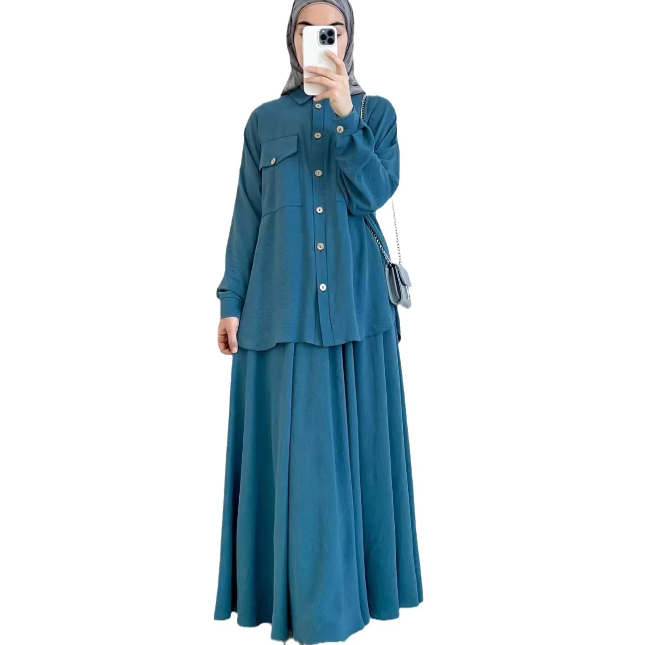 Women Eid Musulman Muslim Sets Solid Blouses Wide Leg Skirts Ramadan Morocco Two Pieces Set Dubai Kaftan Loose Modest Suit
Women Eid Musulman Muslim Sets Solid Blouses Wide Leg Skirts Ramadan Morocco Two Pieces Set Dubai Kaftan Loose Modest Suit