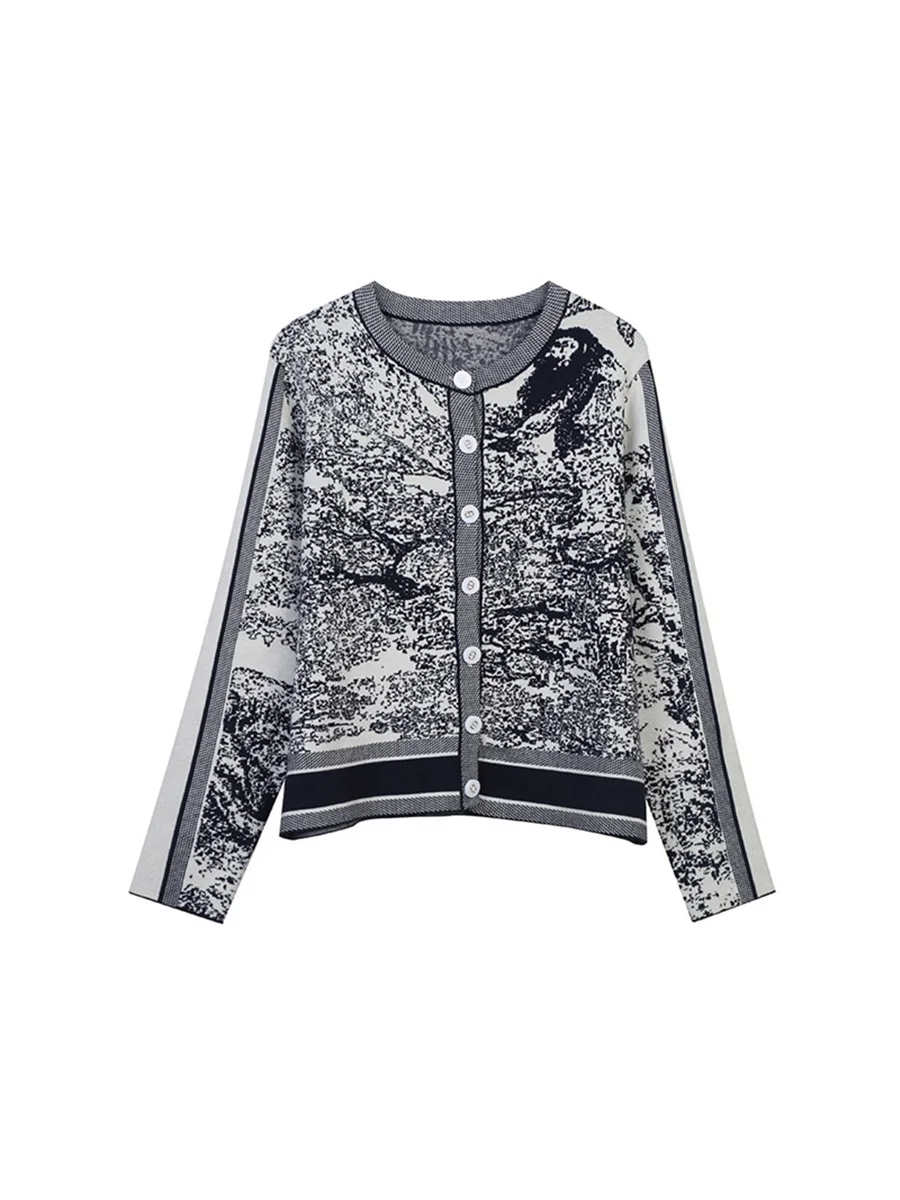 Вязаный женский кардиган в стиле ретро, осенний новый стиль, жаккардовая картина с тушью, темпераментный свободный топ с круглым вырезом и длинными рукавами
Вязаный женский кардиган в стиле ретро, осенний новый стиль, жаккардовая картина с тушью, темпераментный свободный топ с круглым вырезом и длинными рукавами