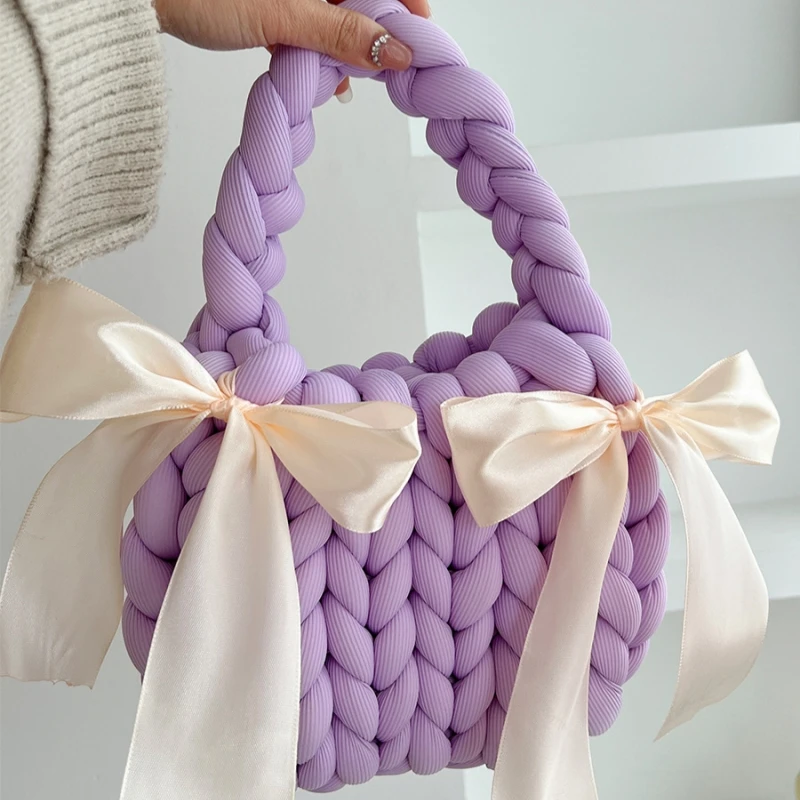Sweet Girls Handmade Knitted Thick Wool Crochet Small Handbag Trend Candy Color Female Travel and Vacation Underarm Bag 2025
Sweet Girls Handmade Knitted Thick Wool Crochet Small Handbag Trend Candy Color Female Travel and Vacation Underarm Bag 2025
