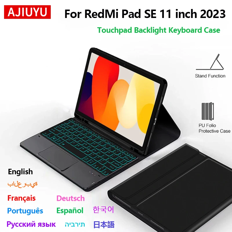 Touchpad Backlight Keyboard Case For Xiaomi Redmi Pad SE 2023 Detachable Keyboard For RedMi Red mi Pad SE 11" Leather Case Cover
Touchpad Backlight Keyboard Case For Xiaomi Redmi Pad SE 2023 Detachable Keyboard For RedMi Red mi Pad SE 11" Leather Case Cover