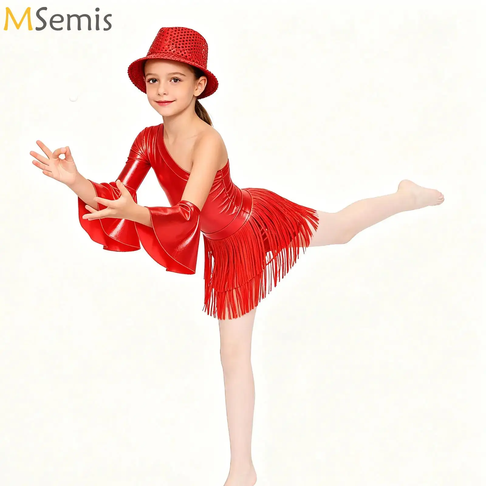 Kids Girls Metallic Hip Hop Jazz Dance Performance Outfits Long Flare Sleeve Jumpsuit with Skirt Disco Hippie Cowgirl Costume
Kids Girls Metallic Hip Hop Jazz Dance Performance Outfits Long Flare Sleeve Jumpsuit with Skirt Disco Hippie Cowgirl Costume