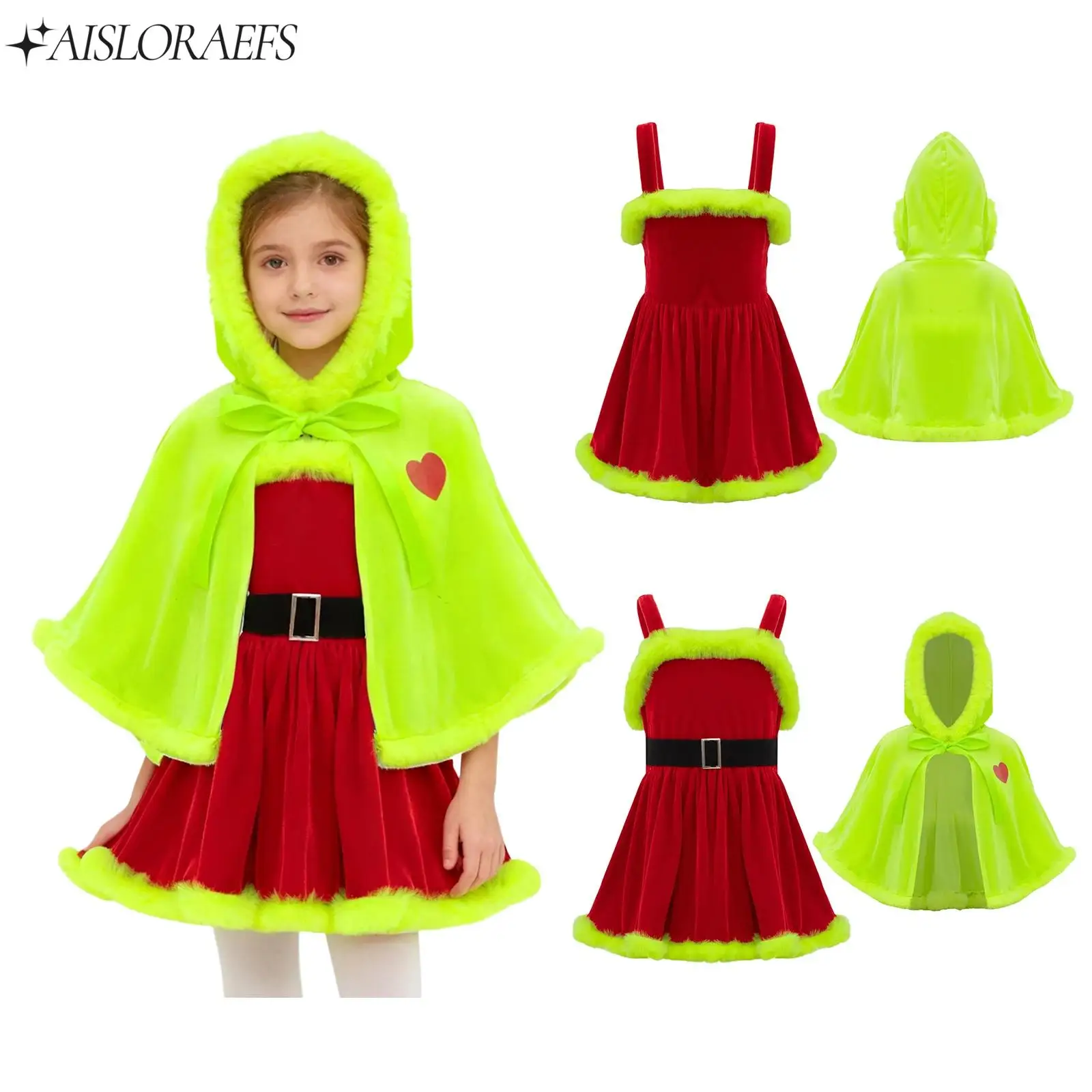 Girls Christmas Santa Claus Cosplay Costumes Festival Dance Dress+Hooded Shawl Cape Sets for New Year Xmas Holiday Party Outfit
Girls Christmas Santa Claus Cosplay Costumes Festival Dance Dress+Hooded Shawl Cape Sets for New Year Xmas Holiday Party Outfit