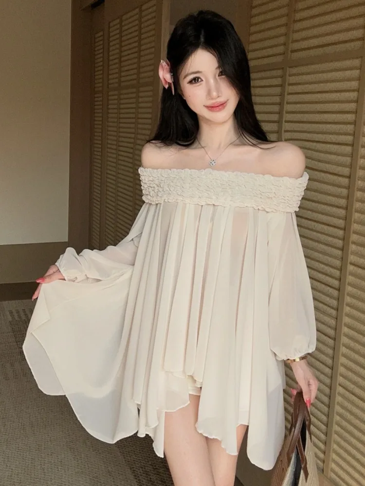 Sweet Design Fairy Leaf Pleated One Shoulder Shoulder Bared Chiffon Top Women Spring Summer New Loose Top Casual Style
Sweet Design Fairy Leaf Pleated One Shoulder Shoulder Bared Chiffon Top Women Spring Summer New Loose Top Casual Style