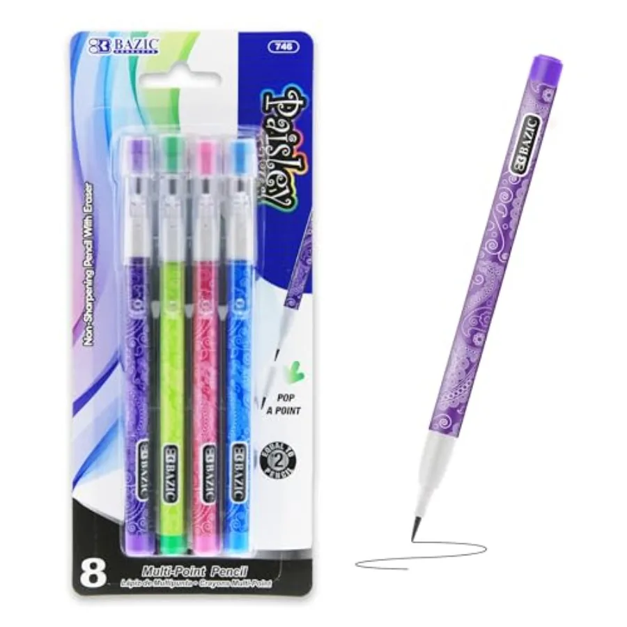 BAZIC Multi Point Pencil Paisley w/Latex Free Eraser, Non-Sharpening Multipoint Pencils Smooth Write for Drafting Drawing Sketc
BAZIC Multi Point Pencil Paisley w/Latex Free Eraser, Non-Sharpening Multipoint Pencils Smooth Write for Drafting Drawing Sketc