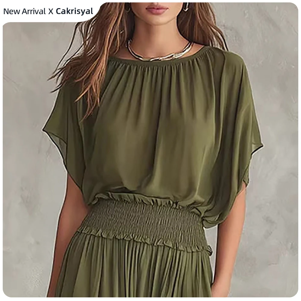 Women’s Vintage Olive Green Chiffon Maxi Dress Batwing Sleeve Smocked Waist Casual Loose Flowy Summer Beach Party Long Dresses
Women’s Vintage Olive Green Chiffon Maxi Dress Batwing Sleeve Smocked Waist Casual Loose Flowy Summer Beach Party Long Dresses