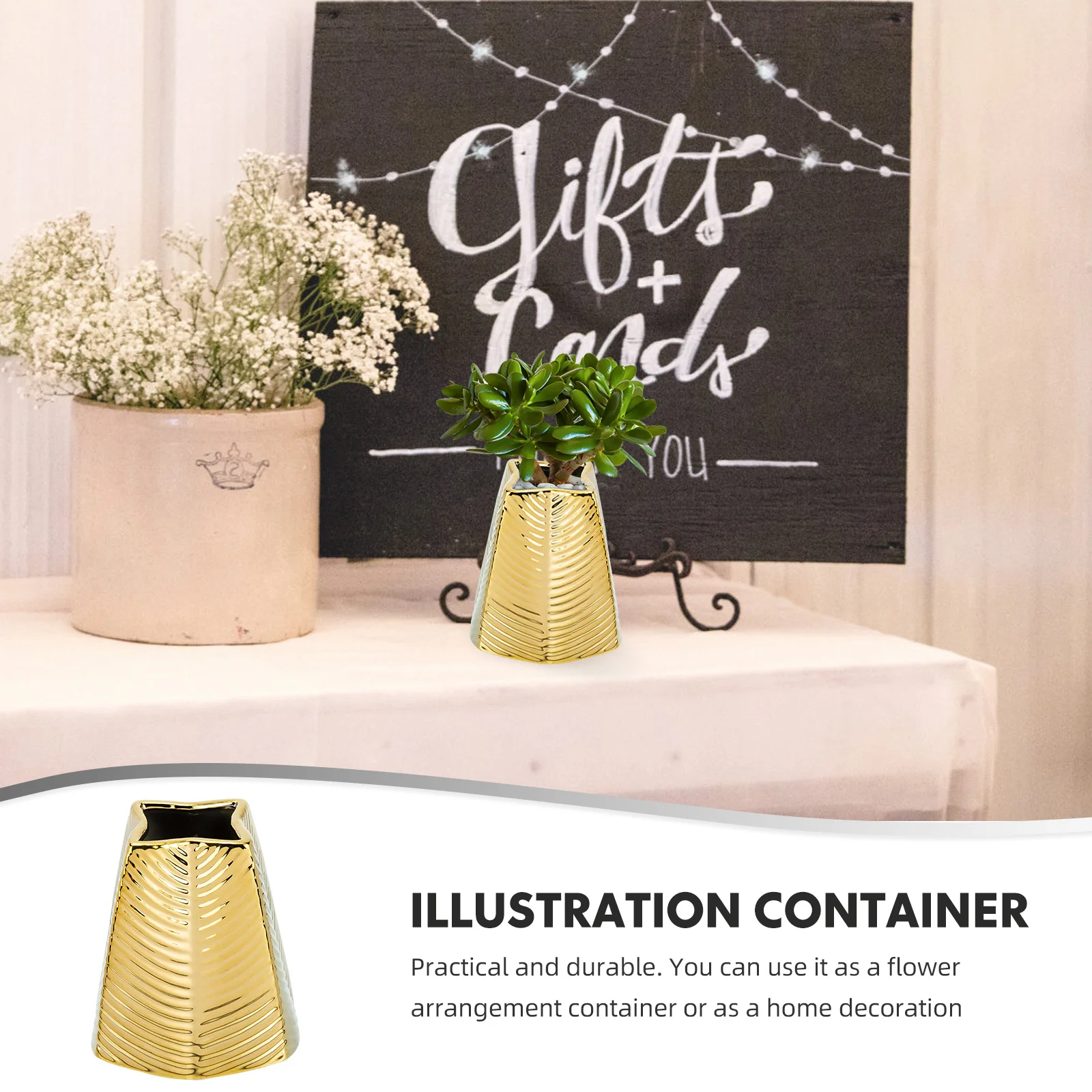 Golden Ceramic Vase Chic Flower Arrangement Container Home Office Decor Modern Simple Style Desktop Adornment Ceramic Planter
Golden Ceramic Vase Chic Flower Arrangement Container Home Office Decor Modern Simple Style Desktop Adornment Ceramic Planter