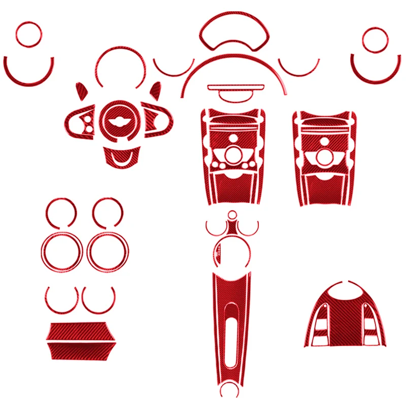 For BMW Mini Cooper R55 R56 R57 2007-2010 Red Carbon Fiber Stickers Center Consoles Instrument Panel Tachometer Car Interior Sti