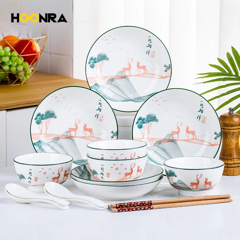 HOONRA New Style Ceramic Plate White Green Edge Tableware Dinner Set Plates and Dishes Family Hotel Dinner Plates Sets
HOONRA New Style Ceramic Plate White Green Edge Tableware Dinner Set Plates and Dishes Family Hotel Dinner Plates Sets