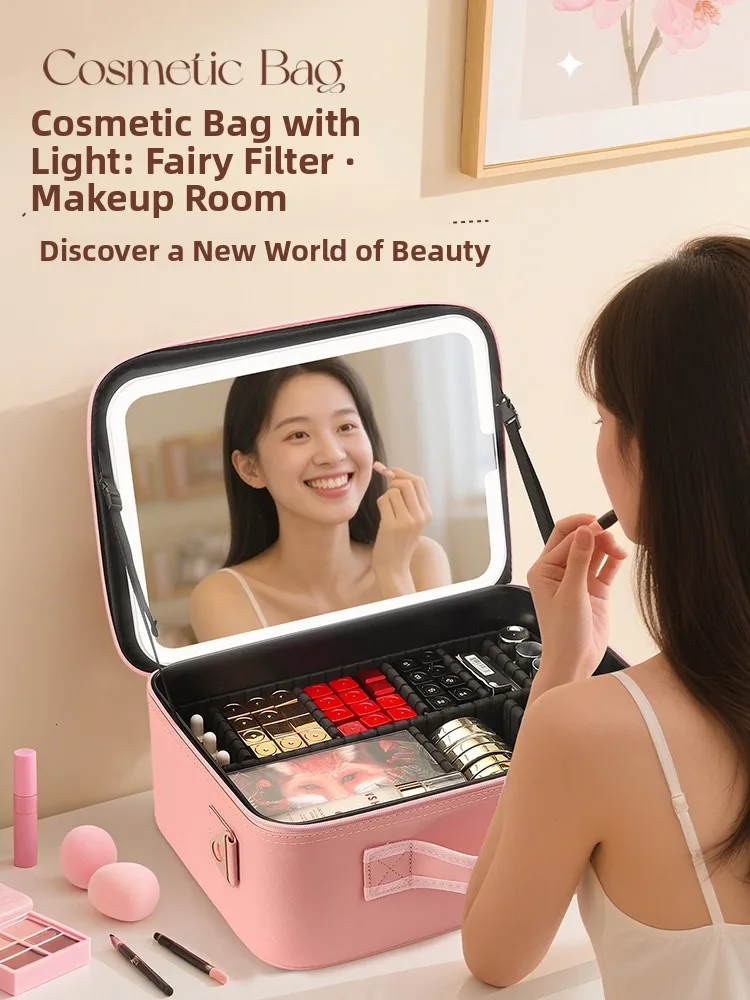 Large Capaci Cosmetic Bag with Light And Mirror Portable Travel eup Case Organizer PU Leather Cross Pattern Rectangular
Large Capaci Cosmetic Bag with Light And Mirror Portable Travel eup Case Organizer PU Leather Cross Pattern Rectangular