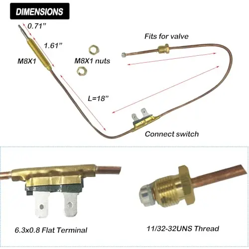 18-дюймовый (45 см) нагреватель с термопарой и защитой от гаснения пламени, автоматическое отключение нагревателя
18-дюймовый (45 см) нагреватель с термопарой и защитой от гаснения пламени, автоматическое отключение нагревателя