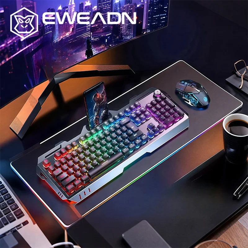 EWEADN GX810 Wireless Mechanical Keyboard & Mouse Combo 2.4G Dual-Mode RGB Metal Gray 104 Keys for PC/Mac Gaming Office Setup
EWEADN GX810 Wireless Mechanical Keyboard & Mouse Combo 2.4G Dual-Mode RGB Metal Gray 104 Keys for PC/Mac Gaming Office Setup