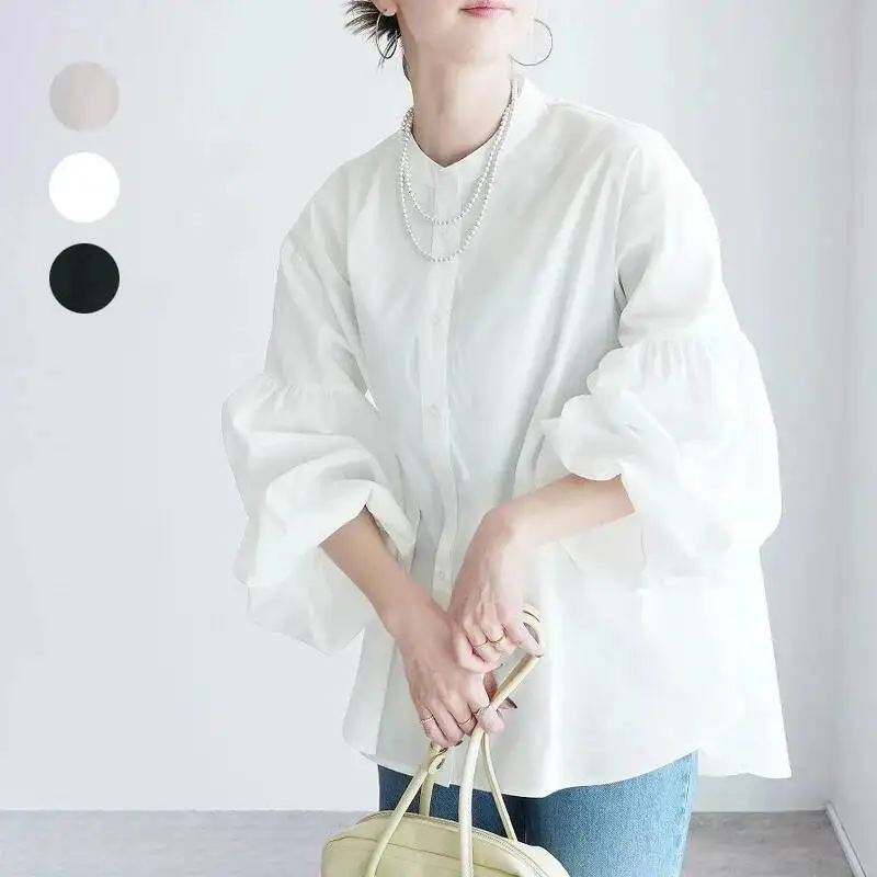 Spring New Women's Puff Sleeve Shirt Unique Design Loose Casual Solid Color Versatile Top
Spring New Women's Puff Sleeve Shirt Unique Design Loose Casual Solid Color Versatile Top